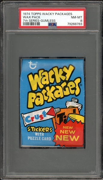 1974 Topps Wacky Packages Wax Pack 7th Series-Gumless PSA 8 NM-MT