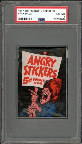 1967 Topps Angry Stickers Wax Pack PSA 8 NM-MT