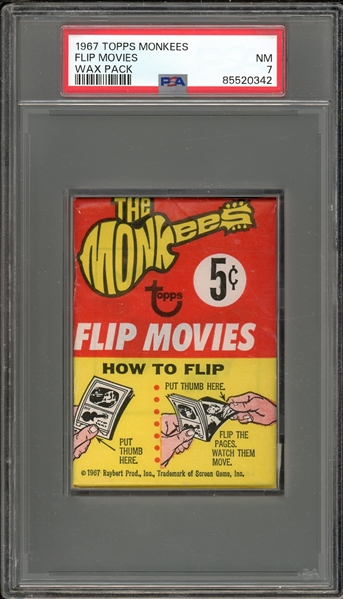 1967 Topps Monkees Flip Movies Wax Pack PSA 7 NM