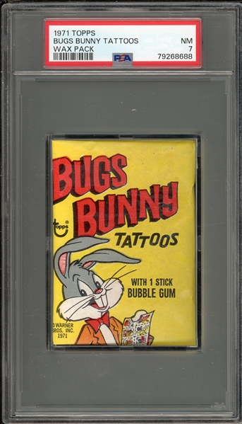 1971 Topps Bugs Bunny Tattoos Wax Pack PSA 7 NM