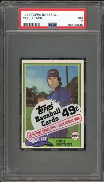 1981 Topps Baseball Cello Pack PSA 7 NM