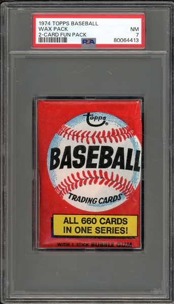 1974 Topps Baseball Wax Pack 2-Card Fun Pack PSA 7 NM