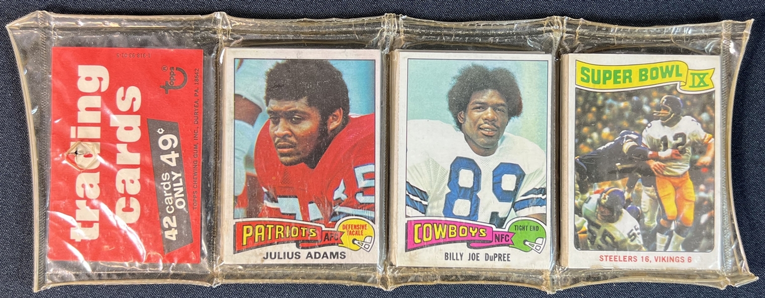 1975 Topps Unopened Rack Pack With Drew Pearson on Back