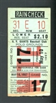 1957 NY Giants Vs. Brooklyn Dodgers Ticket Stub 