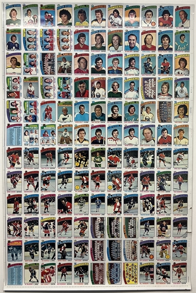 1976 Topps Hockey Uncut Sheet