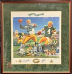 Bart Starr & Brett Favre Green Bay Packers Signed & Framed Print Tristar Authenticated