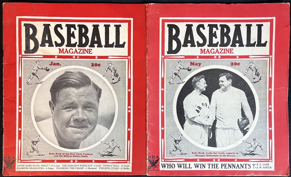 Two (2) 1930s Baseball Magazines Featuring Babe Ruth on The Cover