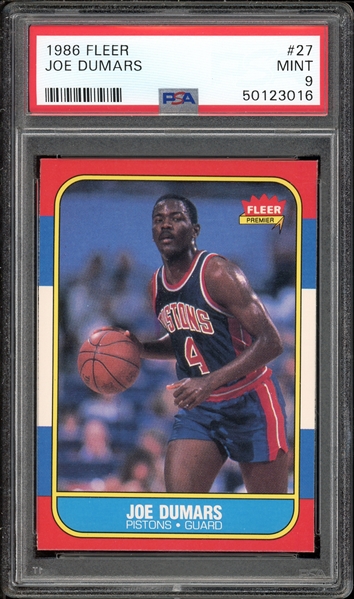 1986 Fleer #27 Joe Dumars PSA 9 MINT