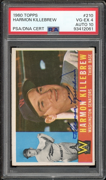 1960 Topps #210 Harmon Killebrew Autograph PSA/DNA Certified 4 VG/EX Auto 10 