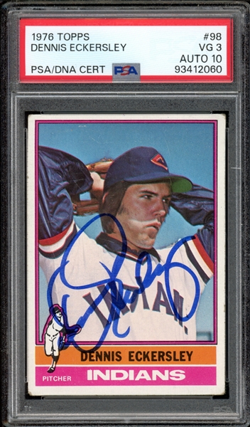 1976 Topps #98 Dennis Eckersley PSA/DNA Certified 3 VG Auto 10 