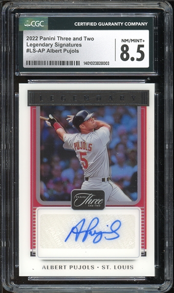 2022 Panini Three And Two Legendary Signatures (4/25) #LS-AP Albert Pujols CGC 8.5 NM-MT+