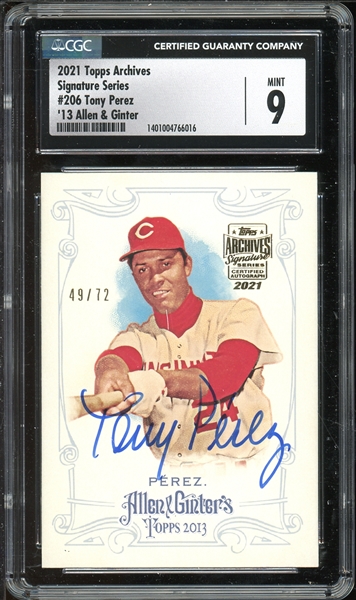 2021 Topps Archives Signature Series 13 Allen & Ginter (49/72) #206 Tony Perez CGC 9 MINT