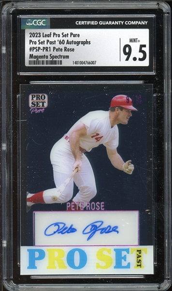 2023 Leaf Pro Set Pure Pro Set Past 60 Autographs Magenta Spectrum (9/15) #PSP-PR1 Pete Rose CGC 9.5 MINT+