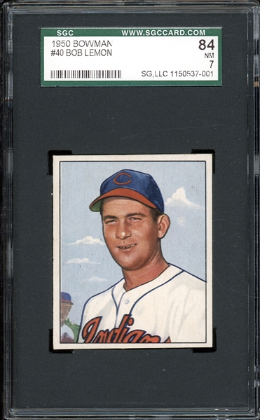 1950 Bowman #40 Bob Lemon SGC 7 NM