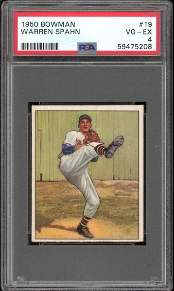 1950 Bowman #19 Warren Spahn PSA 4 VG-EX