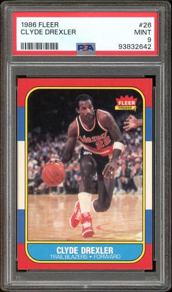 1986 Fleer #26 Clyde Drexler PSA 9 MINT