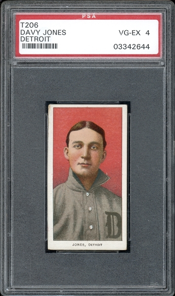 1909-11 T206 Piedmont 350/25 Davey Jones (Detroit) PSA 4 VG-EX