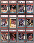 1986 Fleer Basketball Near Complete Set (131/132) With Complete Sticker Set (11) No Jordan All Graded PSA 8 NM/MT