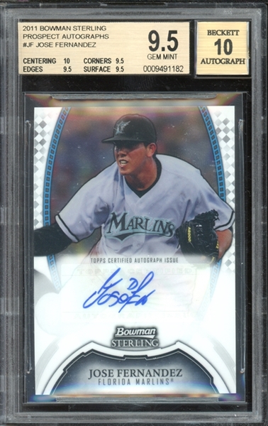 2011 Bowman Sterling Prospect Autographs #JF Jose Fernandez BGS 9.5 GEM MINT Auto 10 