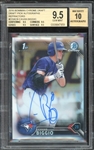 2016 Bowman Chrome Draft Pick Autographs Refractor (93/499) #CDACB Cavan Biggio BGS 9.5 GEM MINT Auto 10 