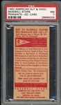 1950 American Nut & Choc. Co. Baseball Stars Pennants Advertisement Card Featuring Ted Williams PSA 7 NM