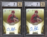 2013 Bowman Sterling Prospect Autographs Gold Refractor /50 #ABL Aaron Blair BGS 9 MINT Auto 10 Lot Of 2