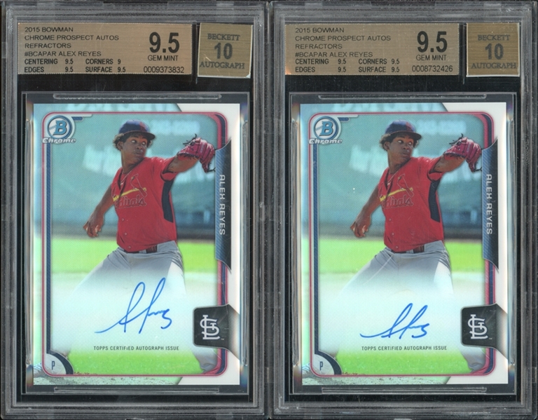 2015 Bowman Chrome Prospect Autos Refractor /499 #BCAPAR Alex Reyes BGS 9.5 GEM MINT Auto 10 Lot Of 2