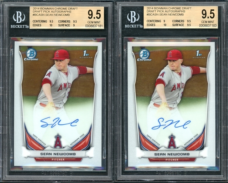 2014 Bowman Chrome Draft Draft Pick Autographs #BCASN Sean Newcomb BGS 9.5 GEM MINT Auto 10 Lot Of 2