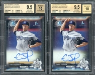 2017 Bowman Chrome Prospects Autographs #CPACP Chris Paddock BGS 9.5 GEM MINT Auto 10 Lot Of 2 Cracked