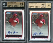 2014 Bowman Chrome Prospect Autographs #BH Billy Hamilton BGS 9.5 GEM MINT Auto 10 Lot Of 2