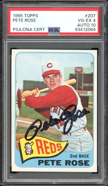 1965 Topps #207 Pete Rose PSA/DNA 4 VG-EX AUTO 10