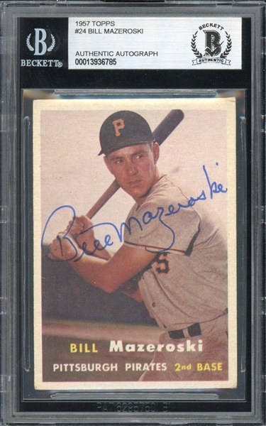 1957 Topps #24 Bill Mazeroski Autograph BGS Authentic