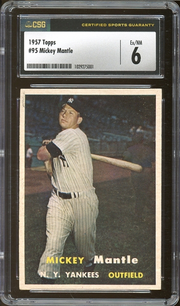 1957 Topps #95 Mickey Mantle CSG 6 EX/NM