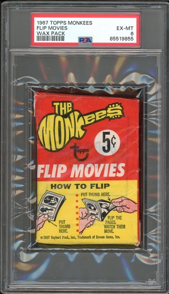 1967 Topps Monkees Flip Movies Wax Pack PSA 6 EX-MT