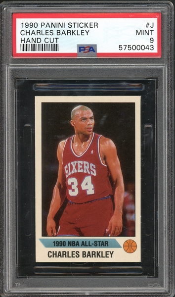 1990 Panini Sticker Hand Cut #J Charles Barkley PSA 9 MINT