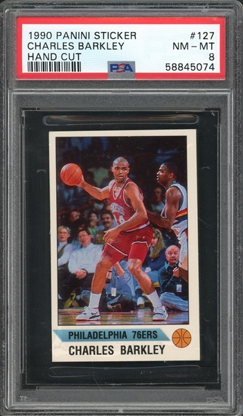 1990 Panini Sticker Hand Cut #127 Charles Barkley PSA 8 NM-MT