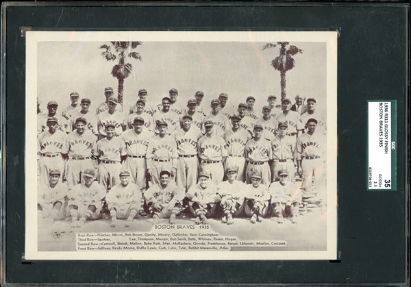 1936 R311 Boston Braves Including Babe Ruth (1935) Glossy Finish SGC 2.5 GD+