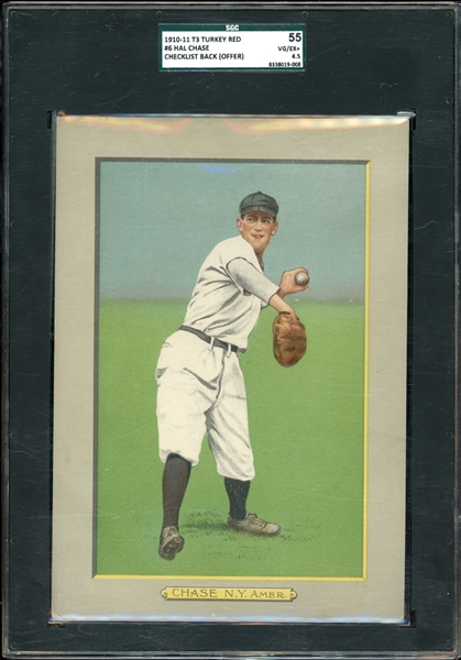 1910-11 T3 Turkey Red #6 Hal Chase Checklist Back (Offer) SGC 4.5 VG-EX+